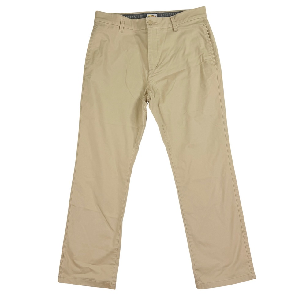 Orvis Chino Pants Mens 34x30 Khaki Tan Ultimate Stretch Cotton Casual Chinos